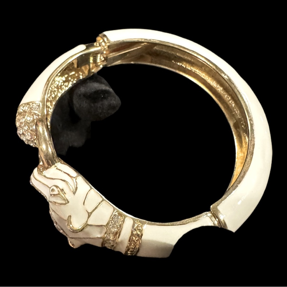 White Enamel Jaguar Clamper Bracelet - Picture 10 of 15